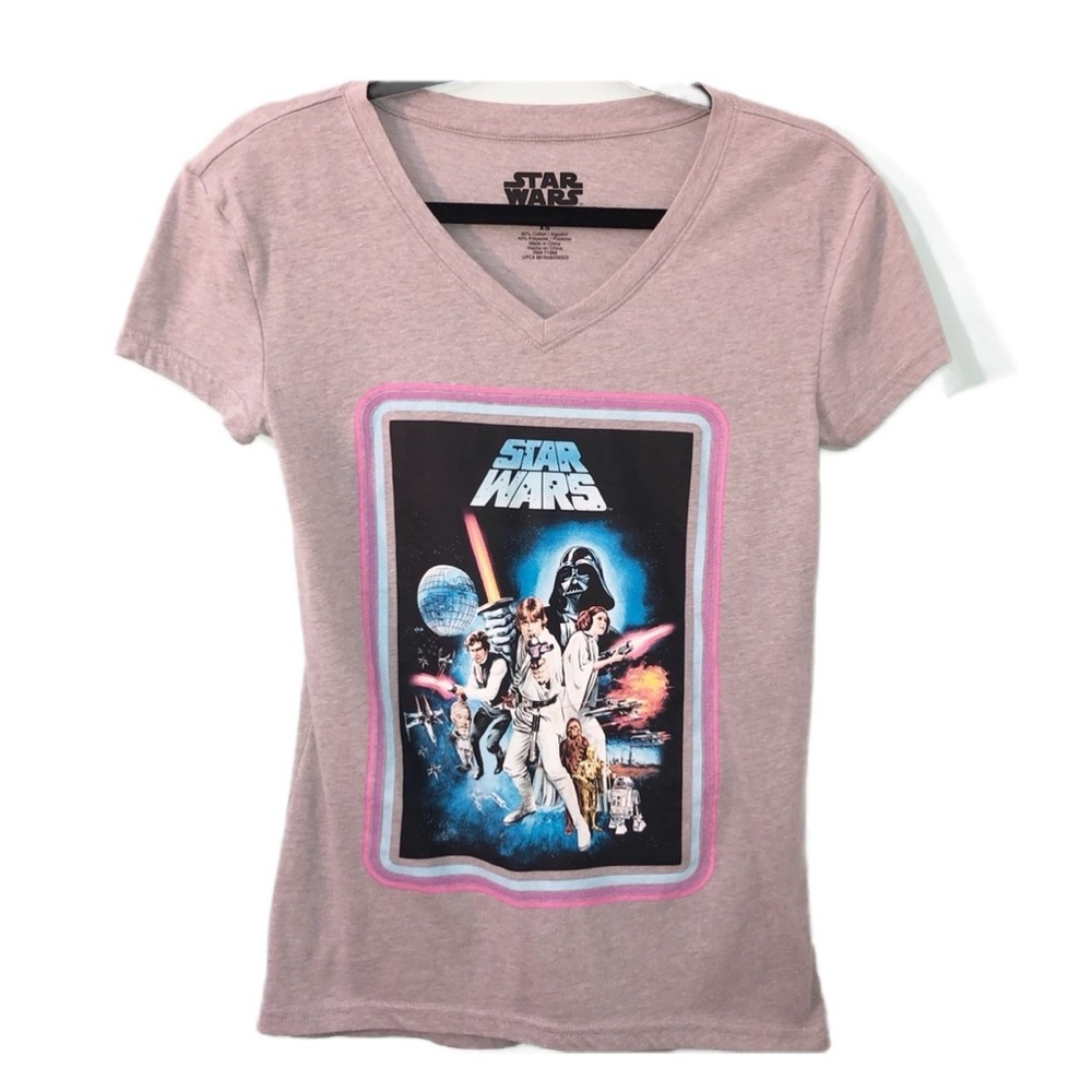 Star Wars Short Sleeve Cotton Blend Characters Graphic V-neck Tee Shirt